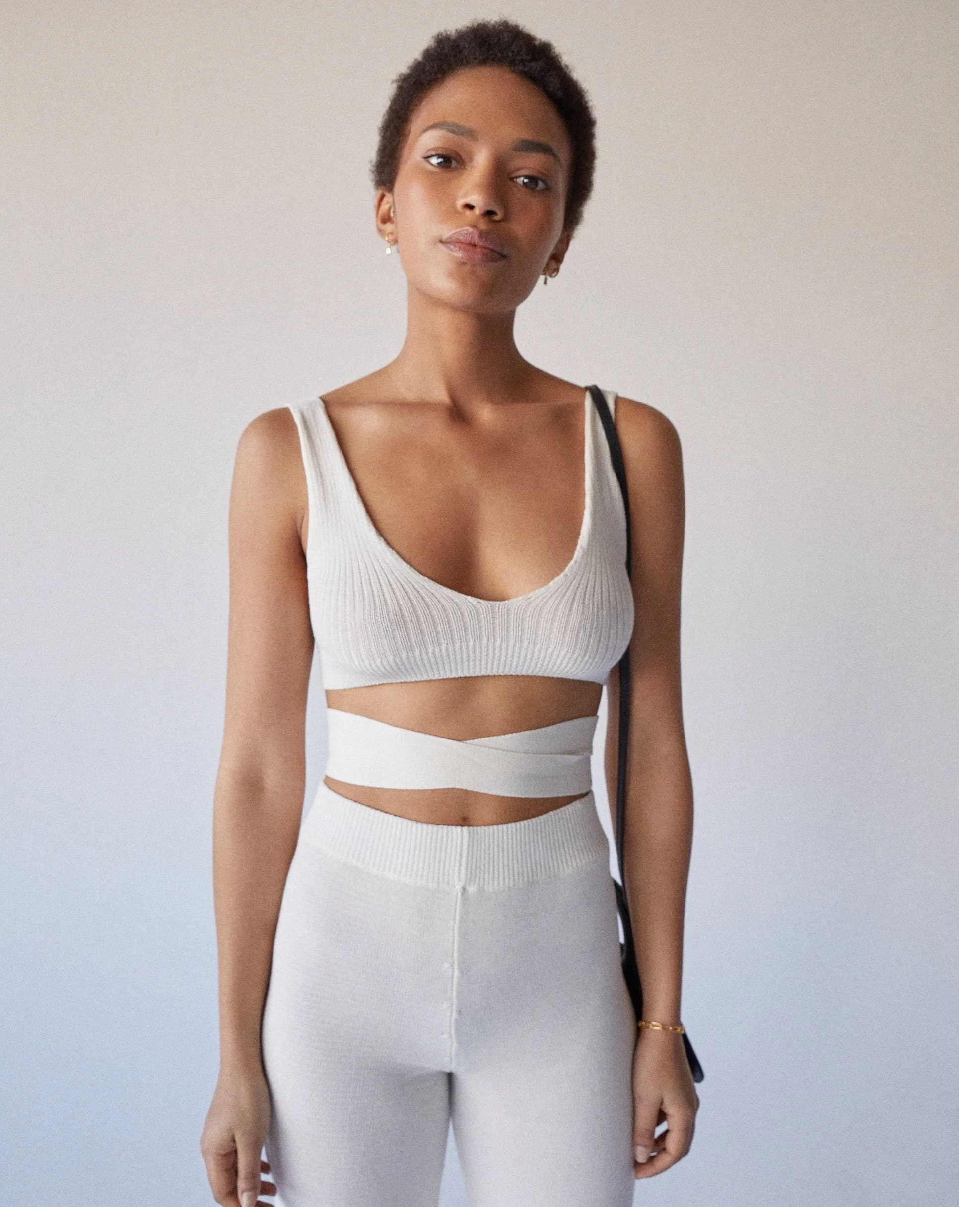 Bare Bra Knit Top Cream sold by Alohas