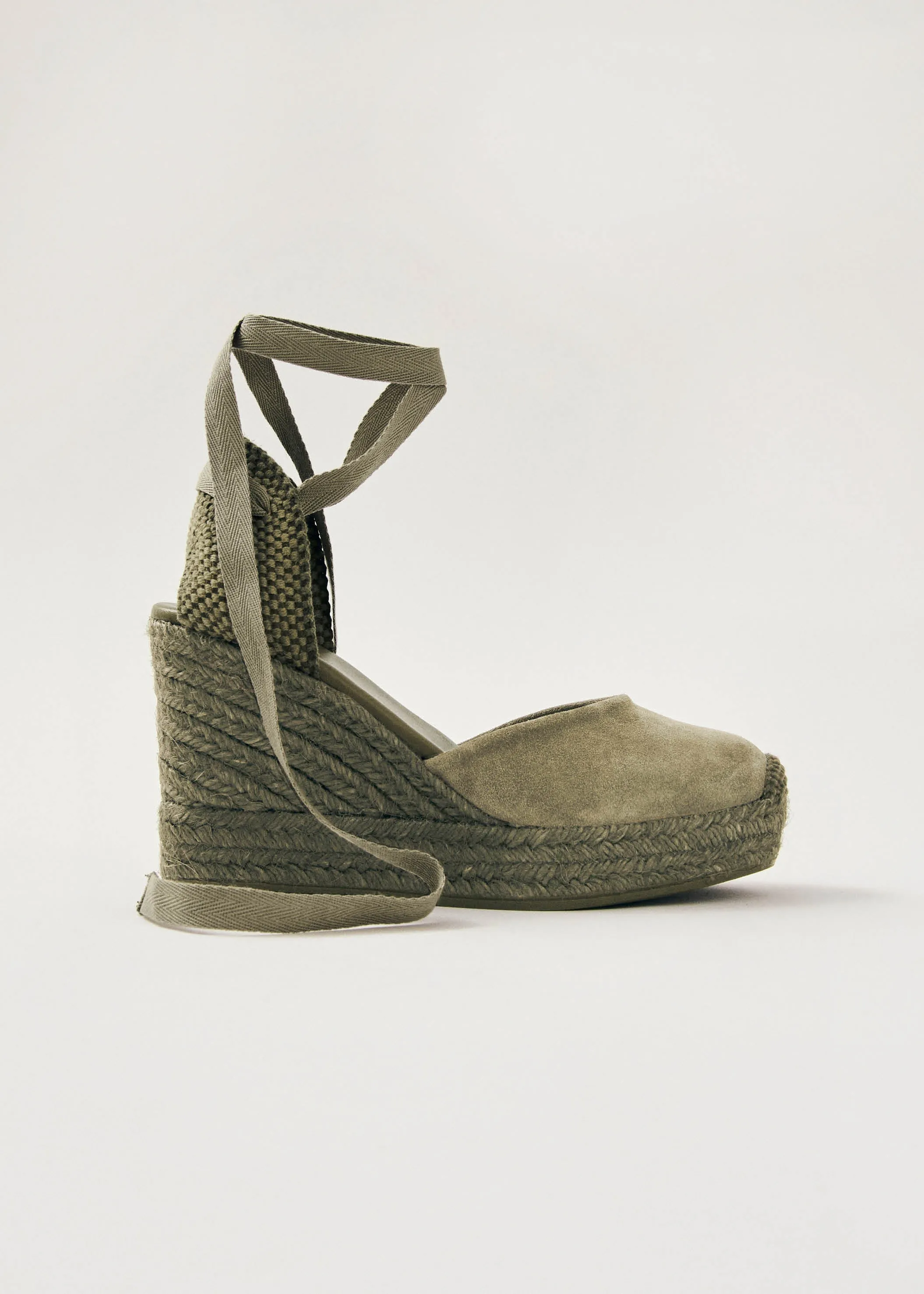 Cordelia Suede Green Leather Espadrilles sold by Alohas