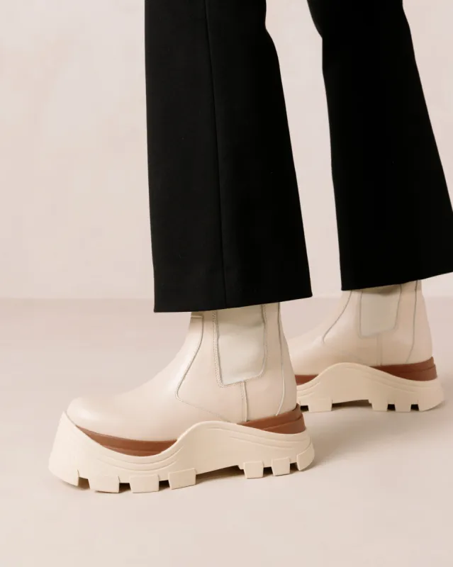 Phoebe Marcona Cream Ankle Boots sold by Alohas