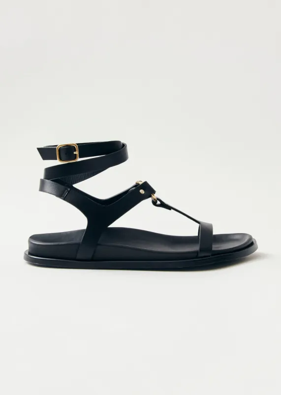 Kizzi Black Leather Sandals sold by Alohas