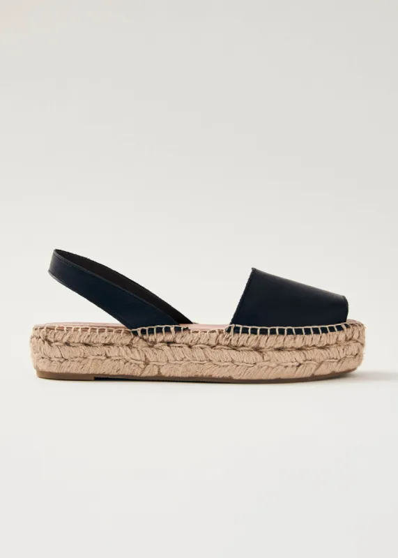 Ibizas Black Leather Espadrilles sold by Alohas