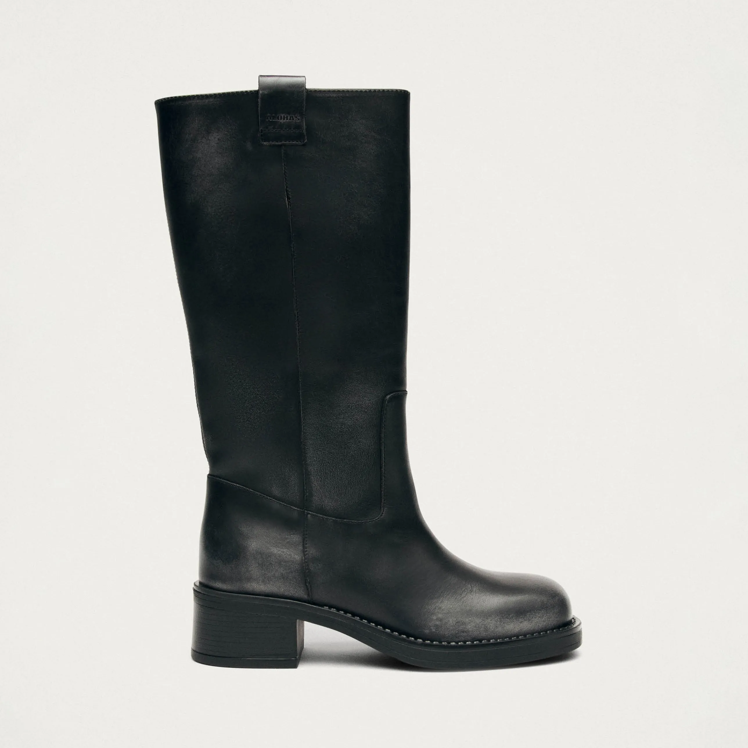 Sajan Vintage Effect Black Leather Boots sold by Alohas product image thumbnail 3