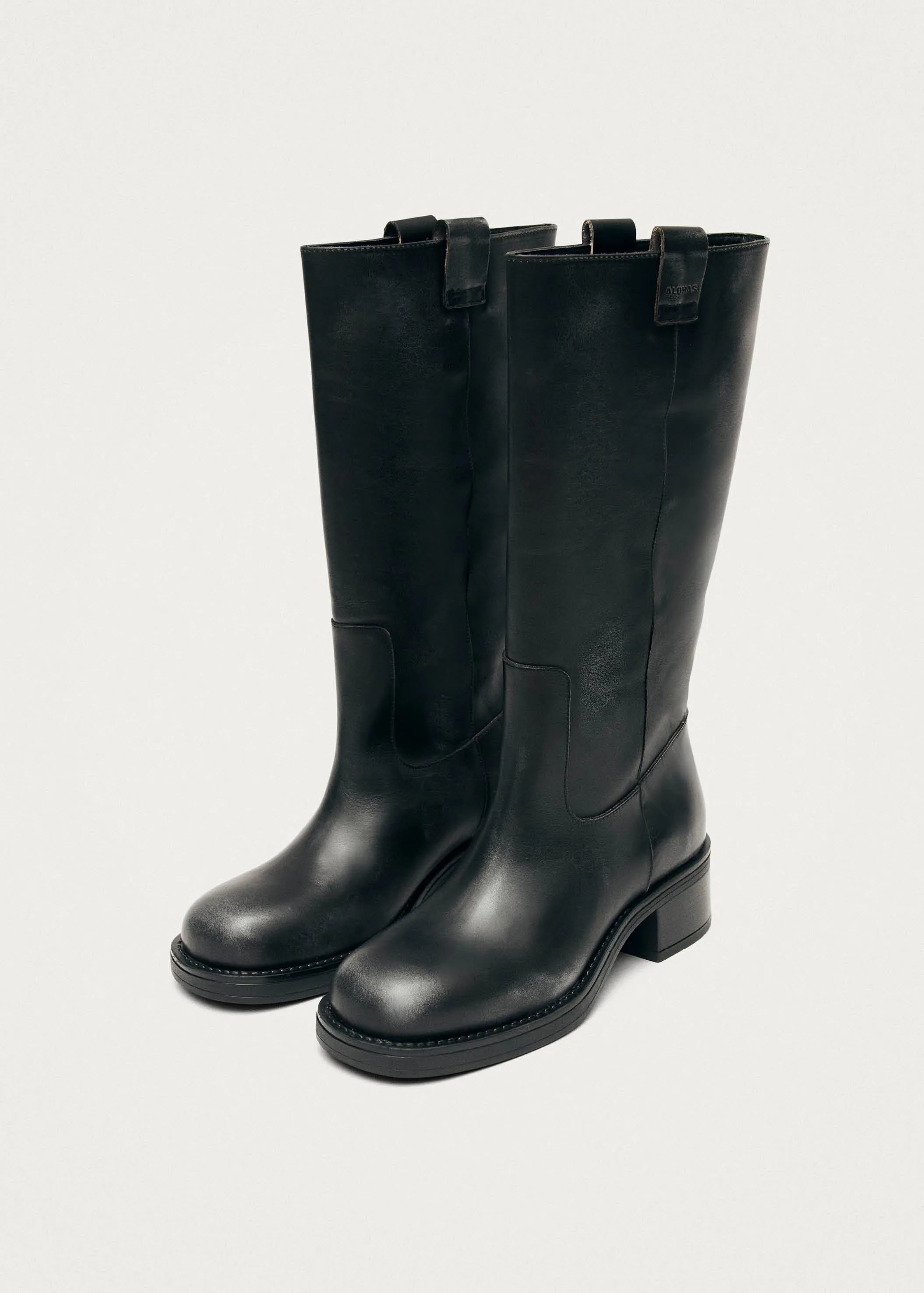 Sajan Vintage Effect Black Leather Boots sold by Alohas product image thumbnail 2