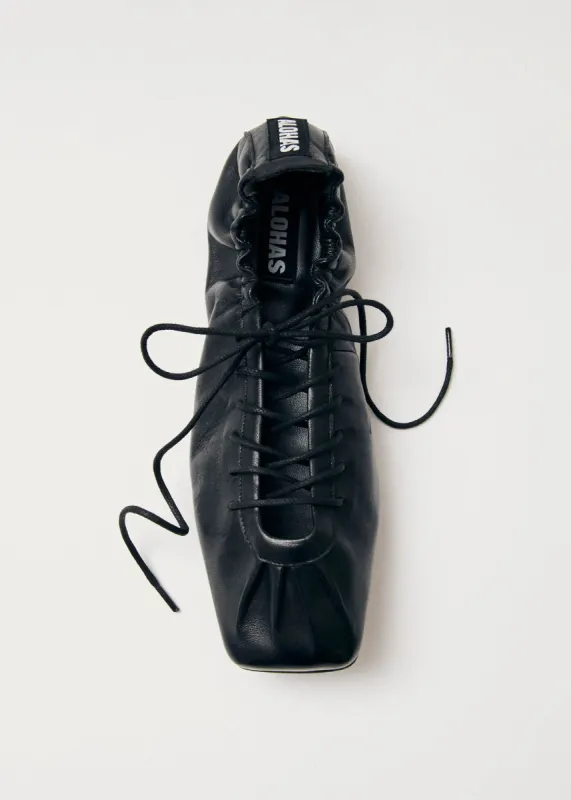 Aureline Black Leather Ballet Flats sold by Alohas