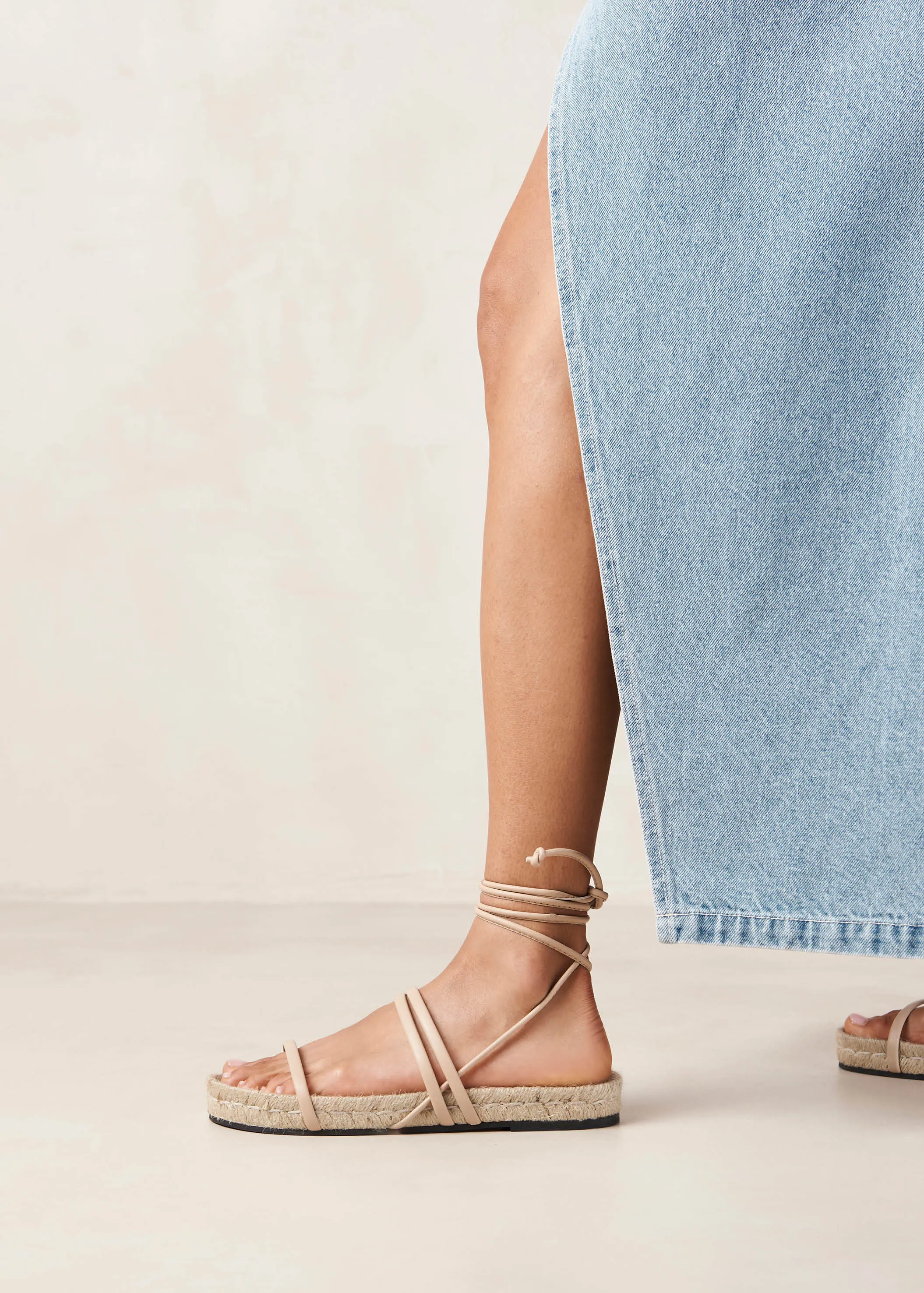 Rayna Beige Leather Sandals sold by Alohas