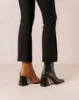 Blair Bicolor Black Camel Leather Ankle Boots sold by Alohas