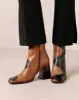 Blair Bicolor Black Camel Leather Ankle Boots sold by Alohas