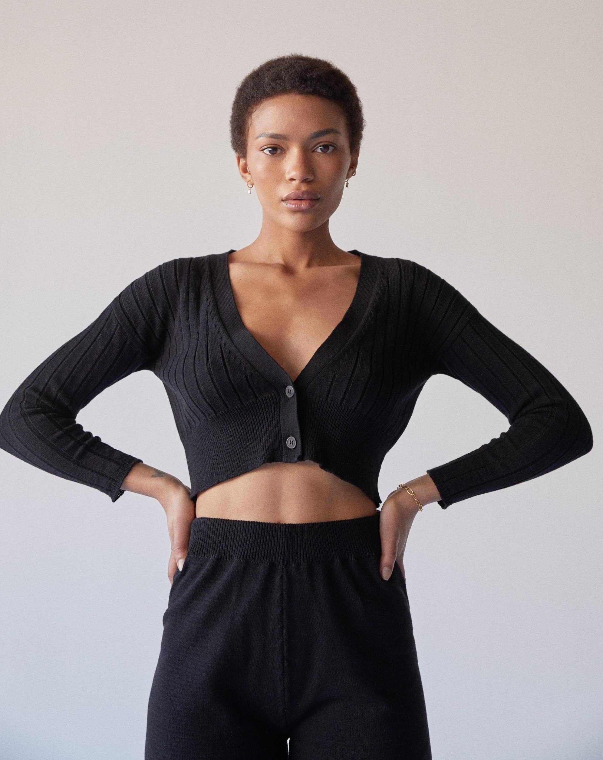 Tender Knit Cardigan Black sold by Alohas