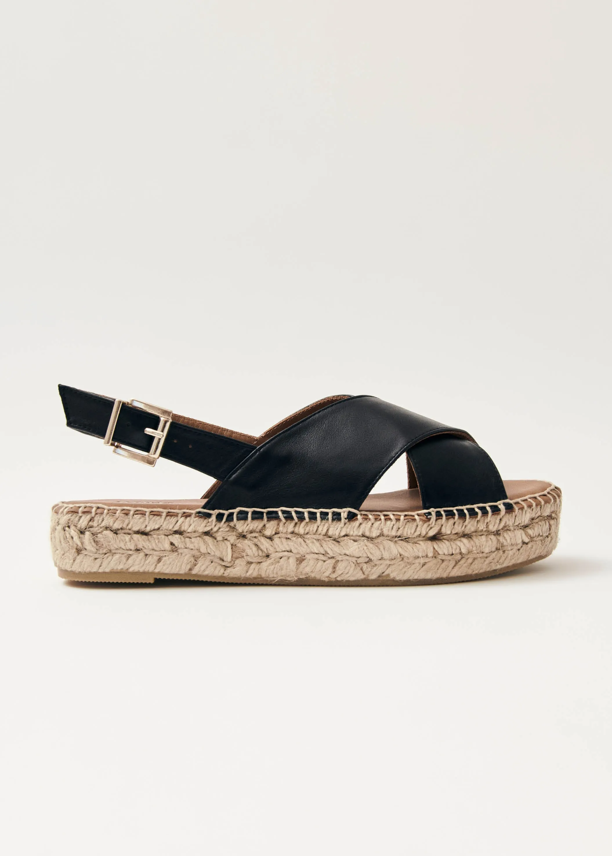 Crossed Black Leather Espadrilles sold by Alohas