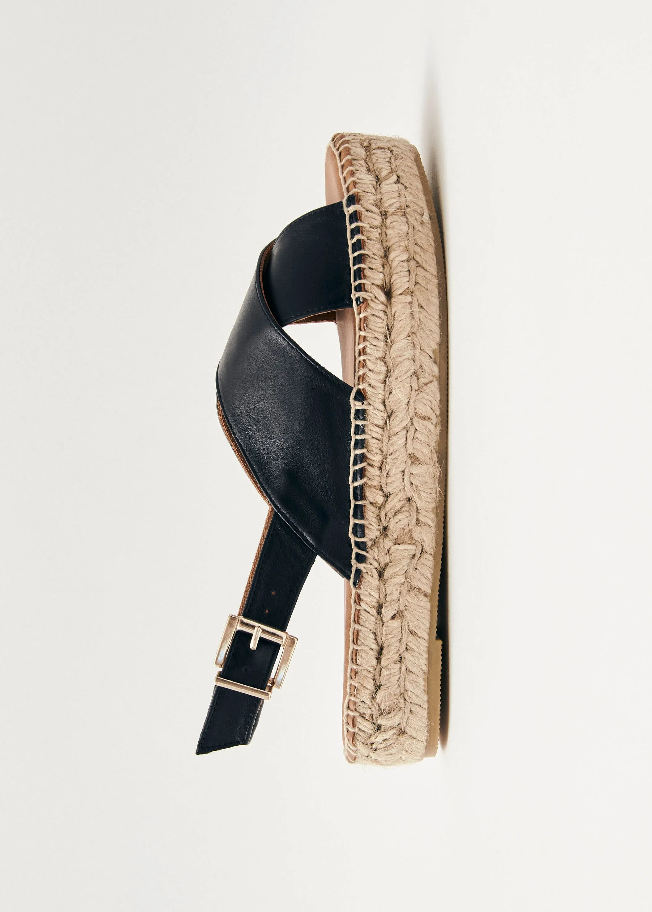 Crossed Black Leather Espadrilles sold by Alohas product image thumbnail 4