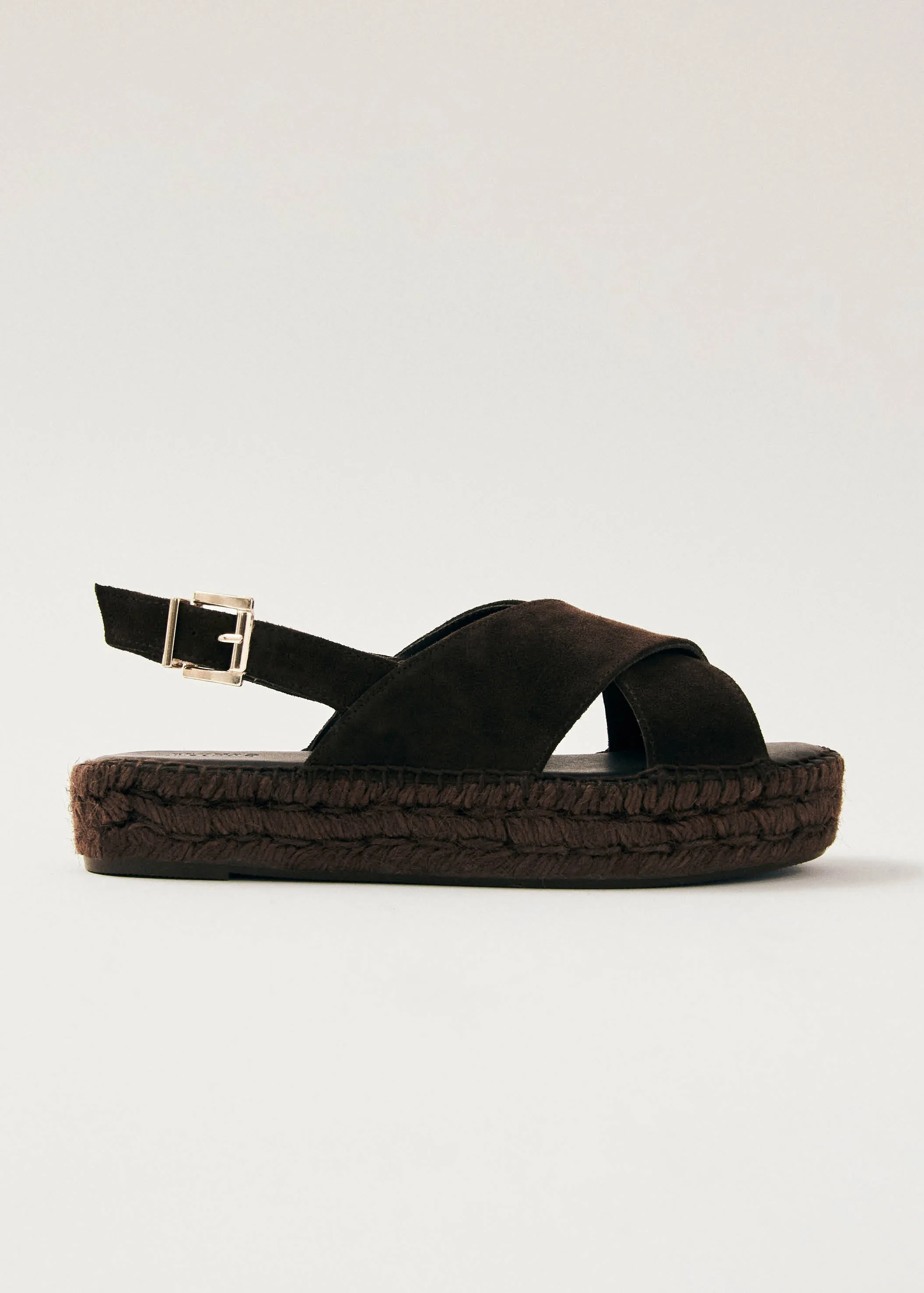 Crossed Suede Brown Leather Espadrilles sold by Alohas