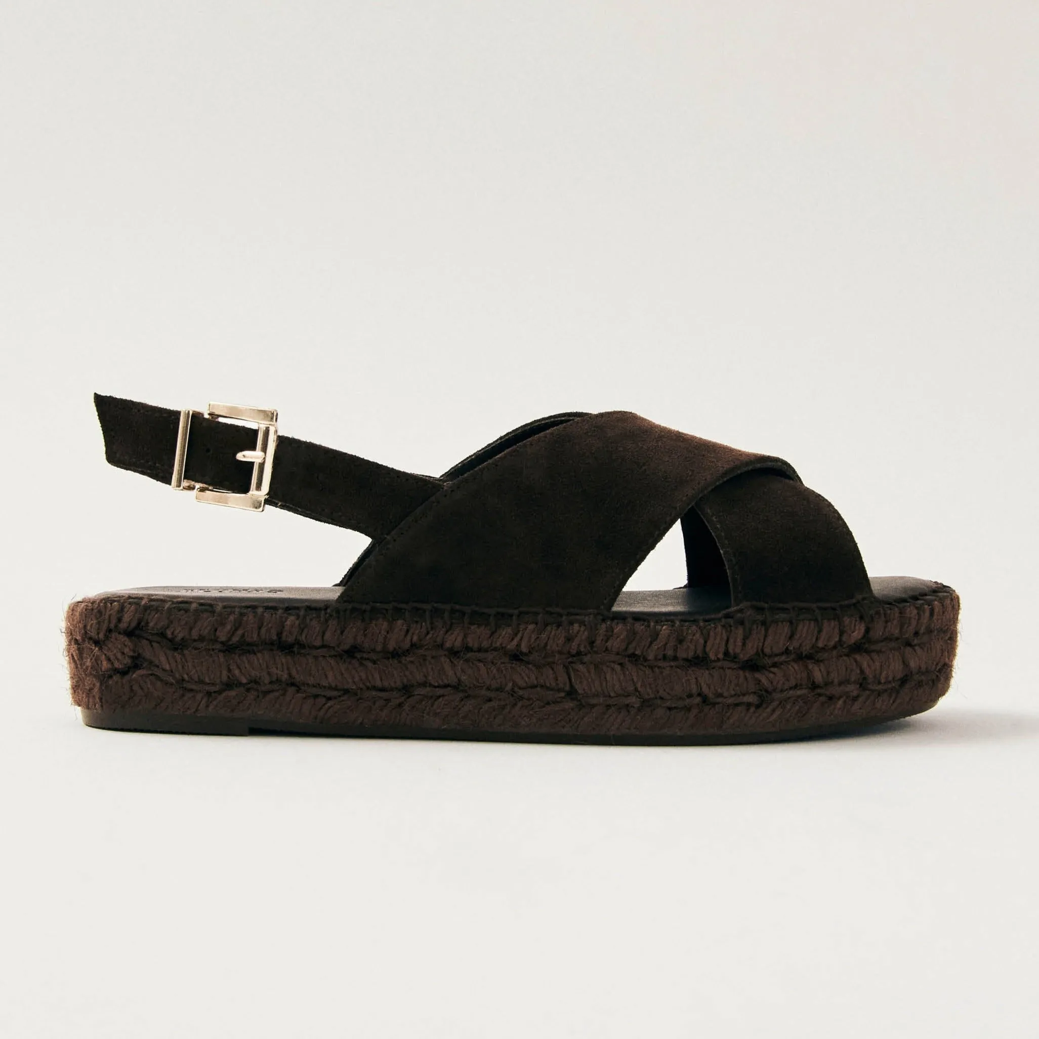 Crossed Suede Brown Leather Espadrilles sold by Alohas product image thumbnail 3