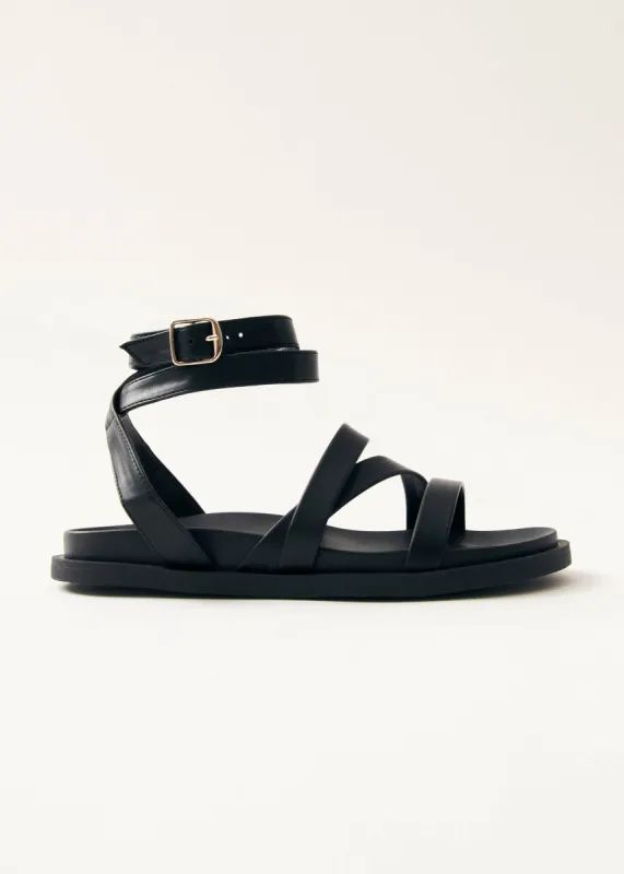Betina Black Vegan Leather Sandals sold by Alohas