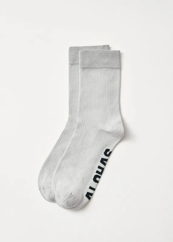 Ava Shimmer Silver Socks sold by Alohas