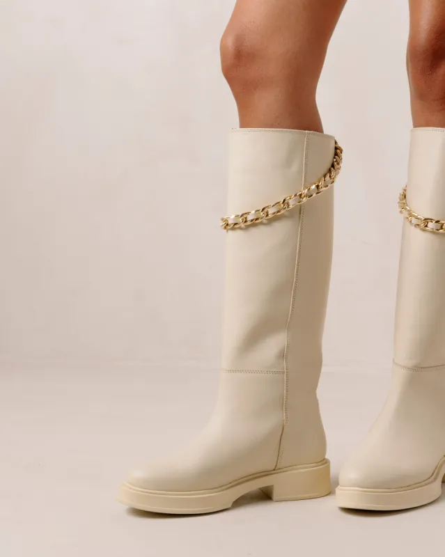 Pier Cream Leather Boots sold by Alohas
