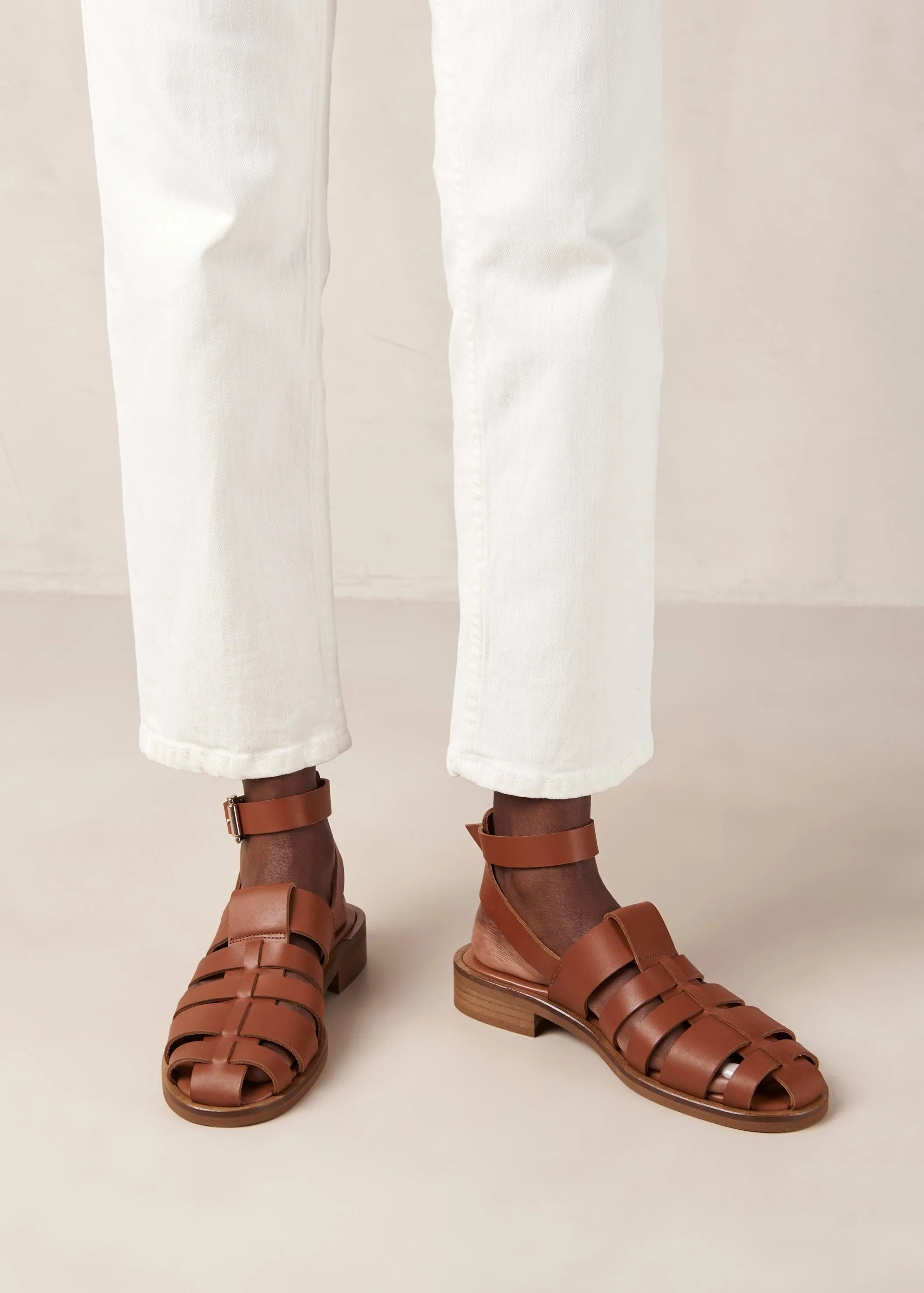 Perry Tan Leather Sandals sold by Alohas
