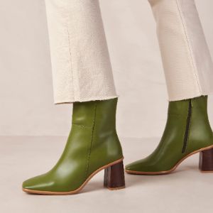 West Vintage Evergreen Leather Ankle Boots sold by Alohas