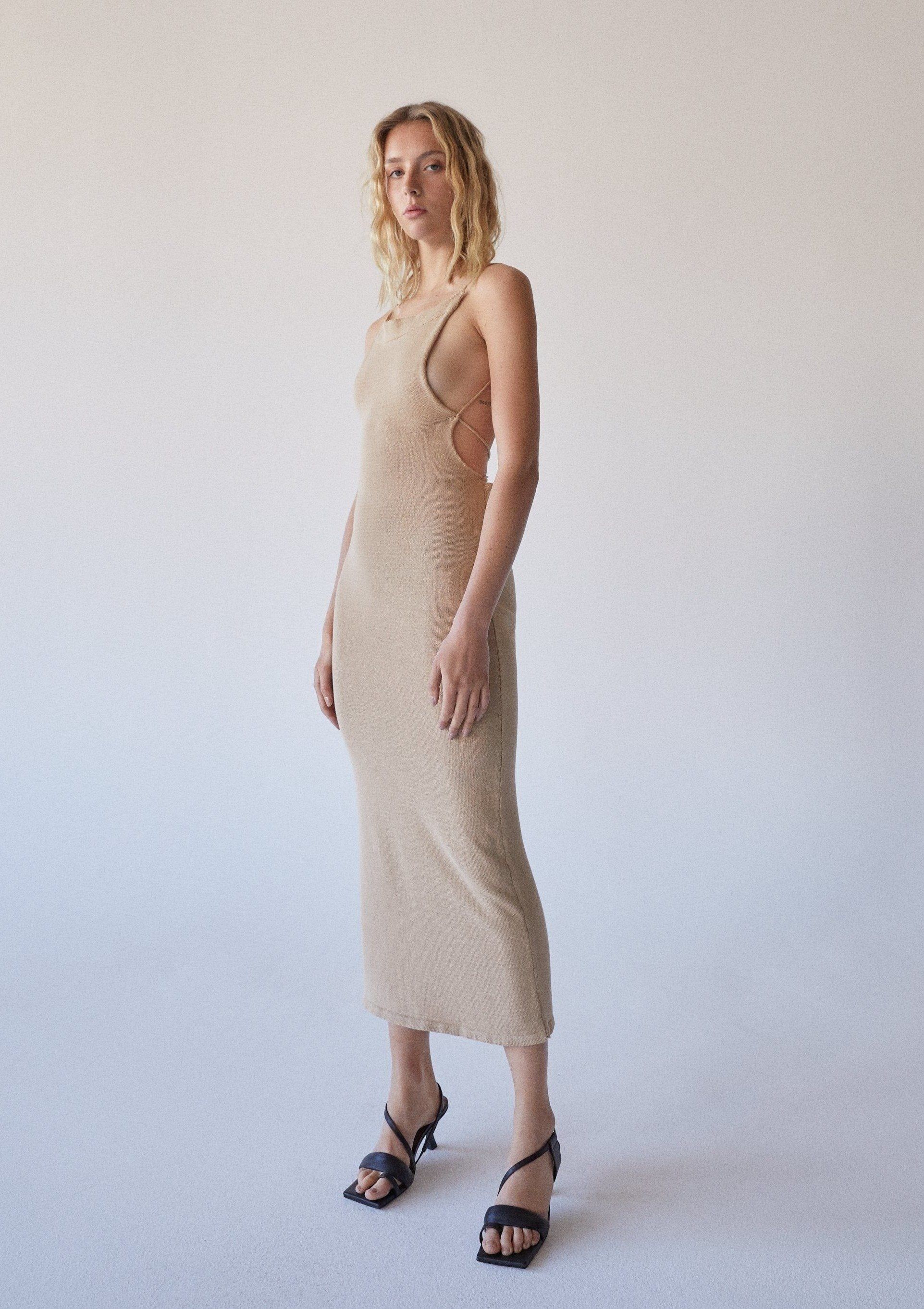 Delicate Strap Knit Dress Toasted Almond sold by Alohas product image thumbnail 5