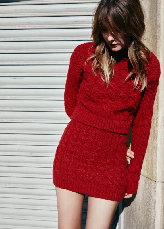 Blossom Red Tricot Sweater sold by Alohas