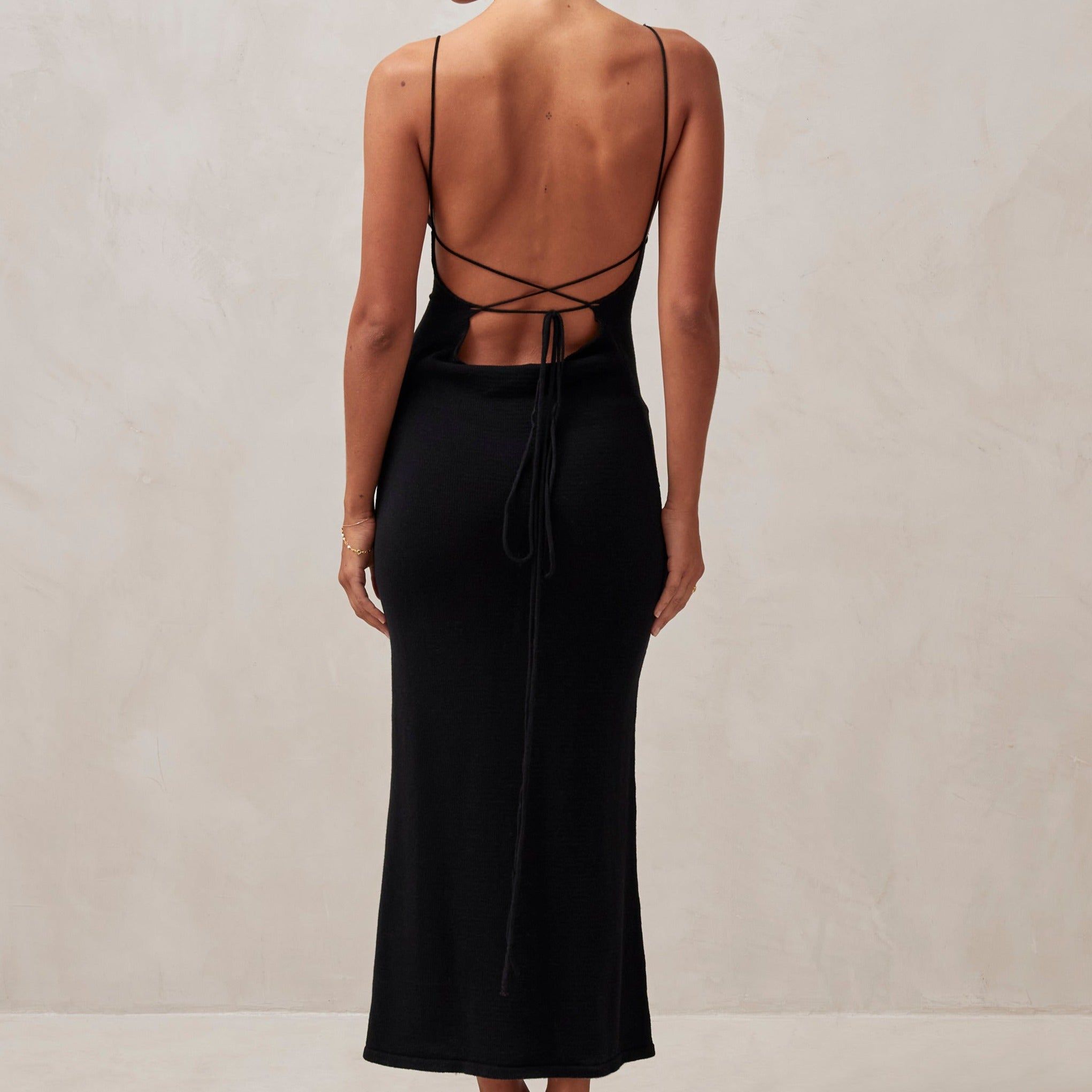 Delicate Strap Knit Dress Black sold by Alohas product image thumbnail 2