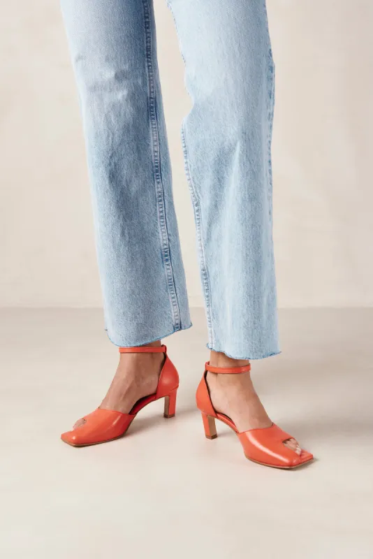 Cliff Pomelo Orange Leather Sandals sold by Alohas