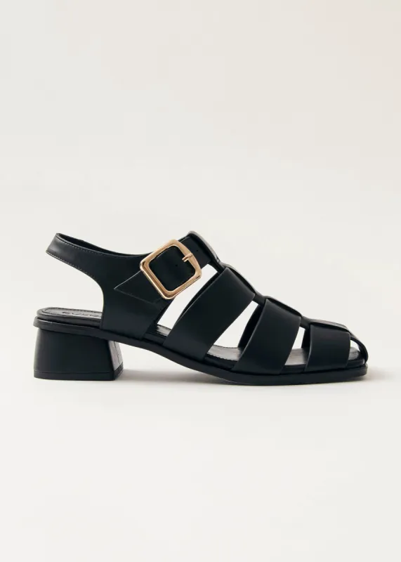 Leona Black Vegan Leather Sandals sold by Alohas