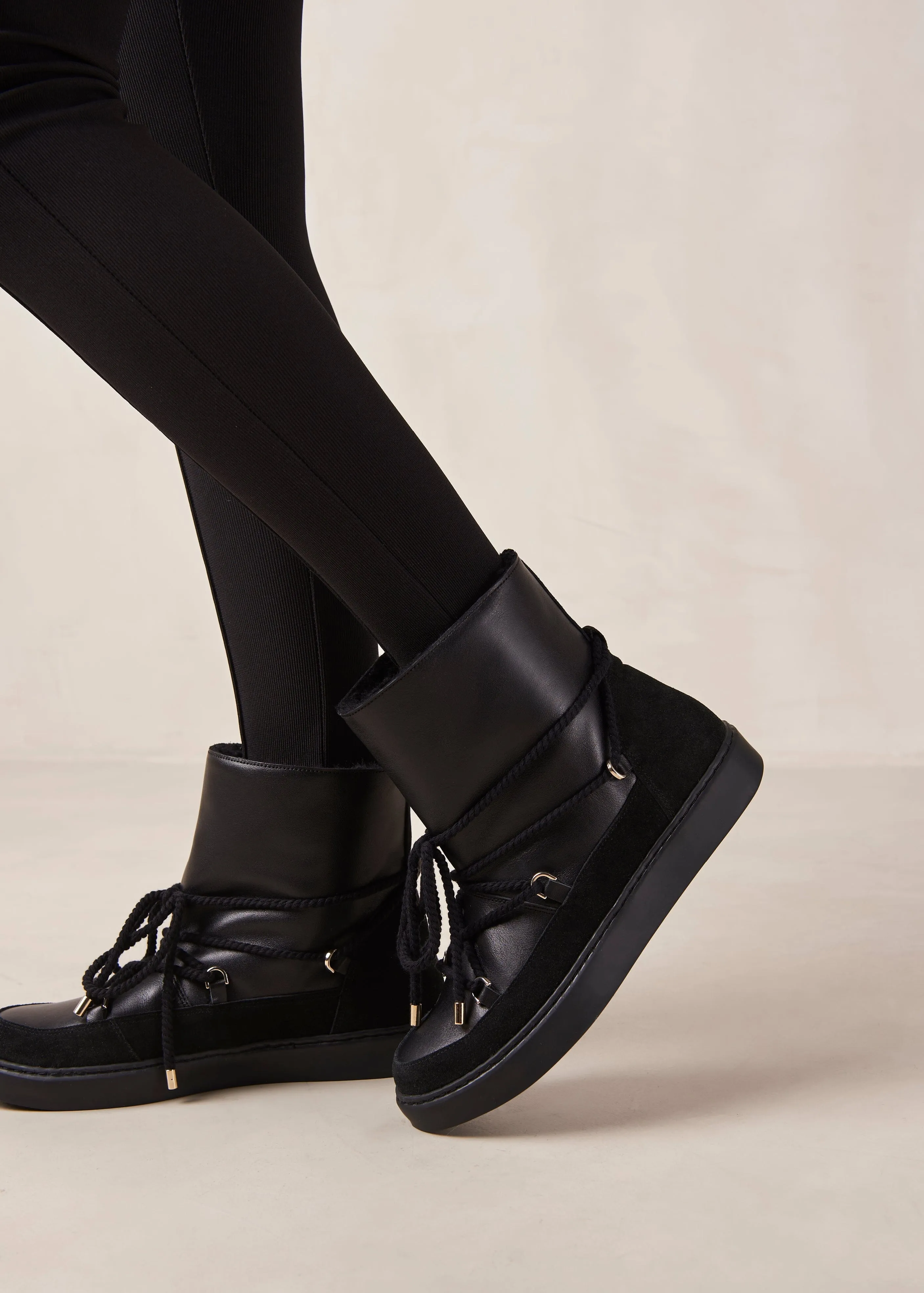 Borealis Black Leather Ankle Boots sold by Alohas