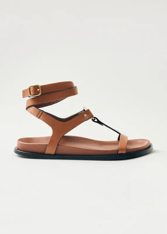 Kizzi Tan Leather Sandals sold by Alohas