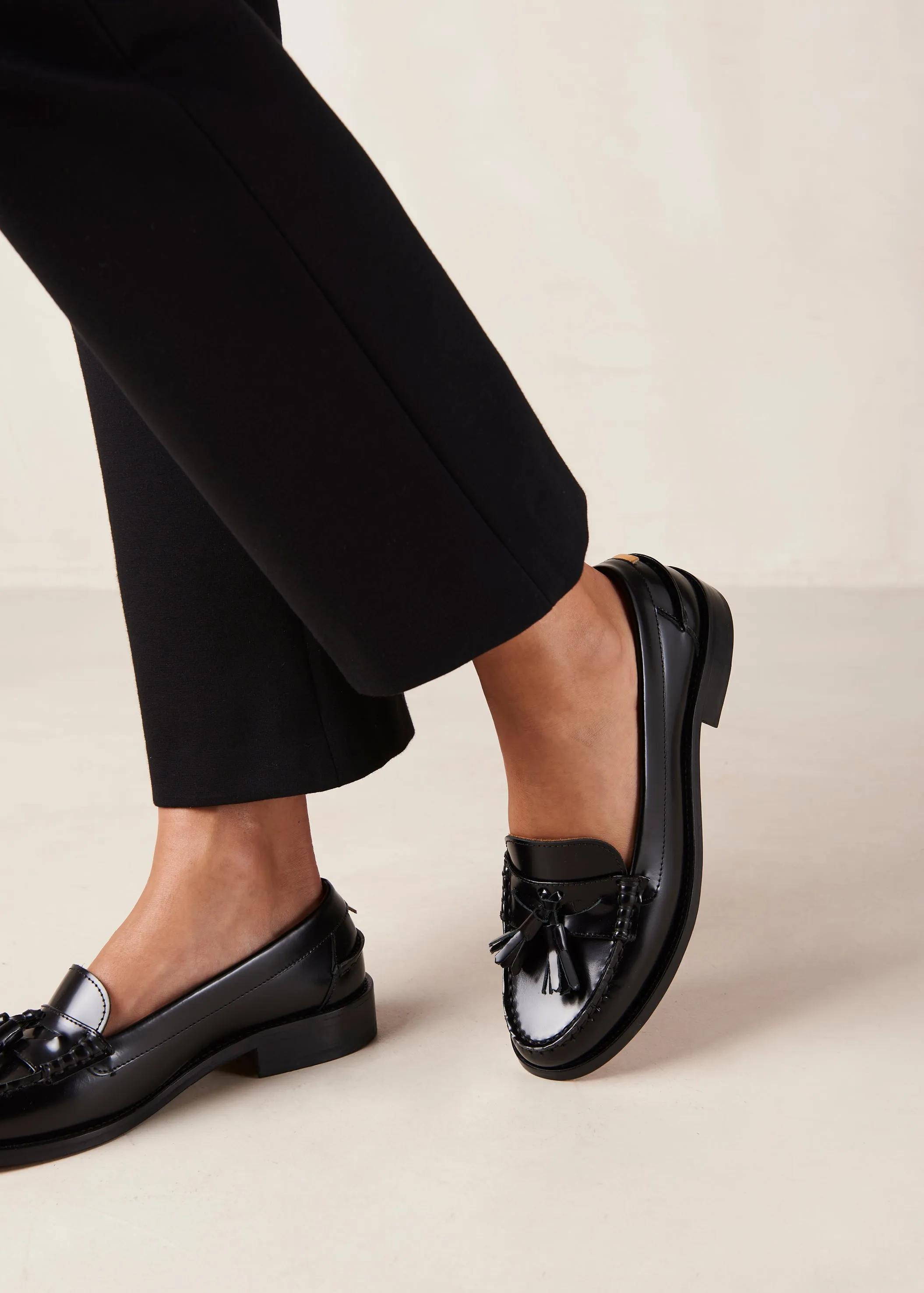 Terrane Black Leather Loafers sold by Alohas