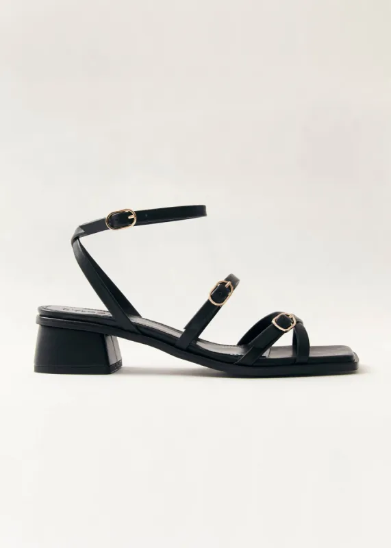 Tanya Black Vegan Leather Sandals sold by Alohas