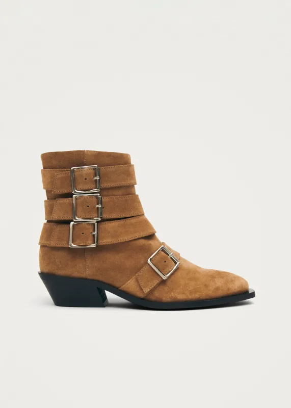 Eras Suede Tan Leather Ankle Boots sold by Alohas