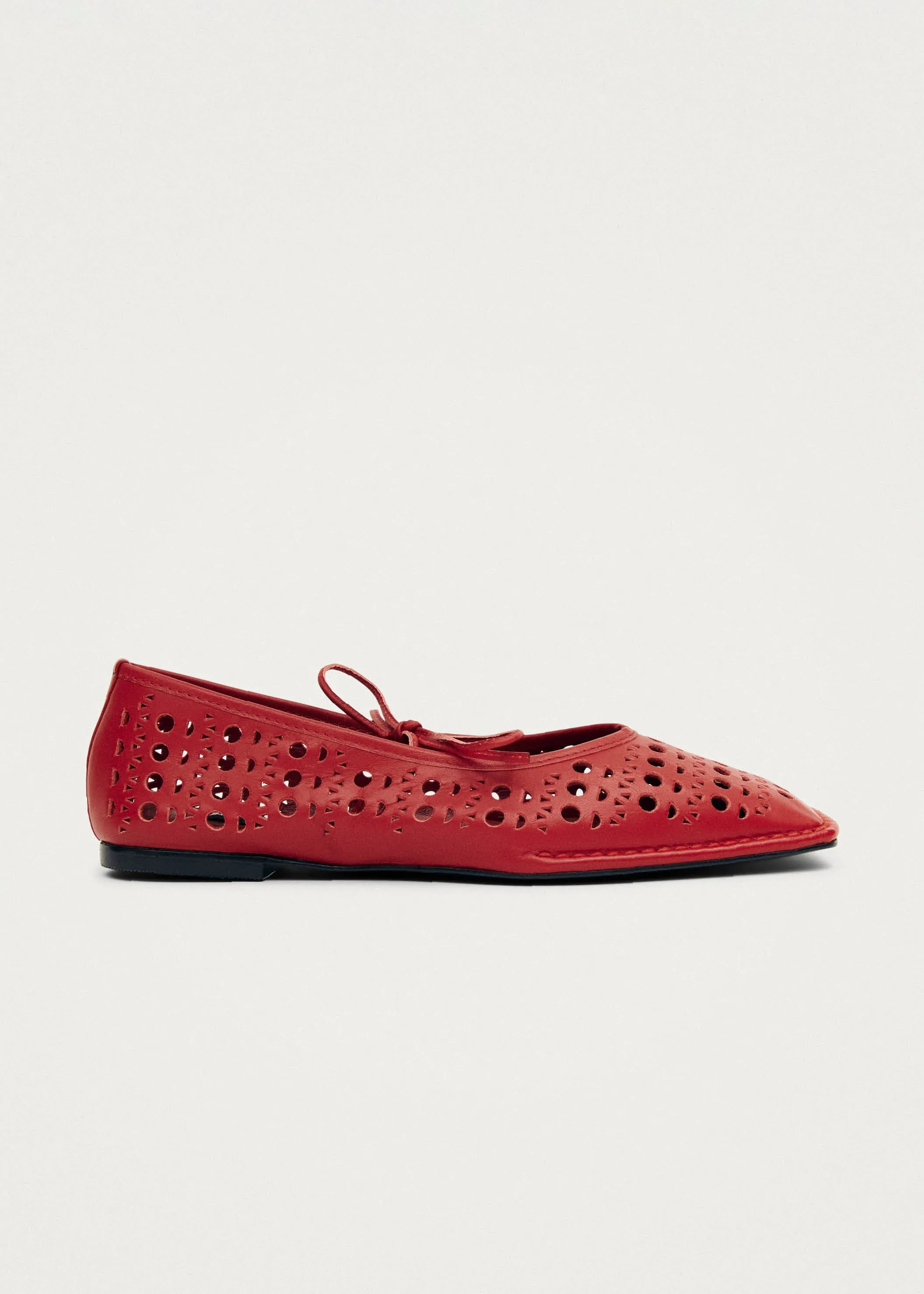 Sway Slit Red Leather Ballet Flats sold by Alohas