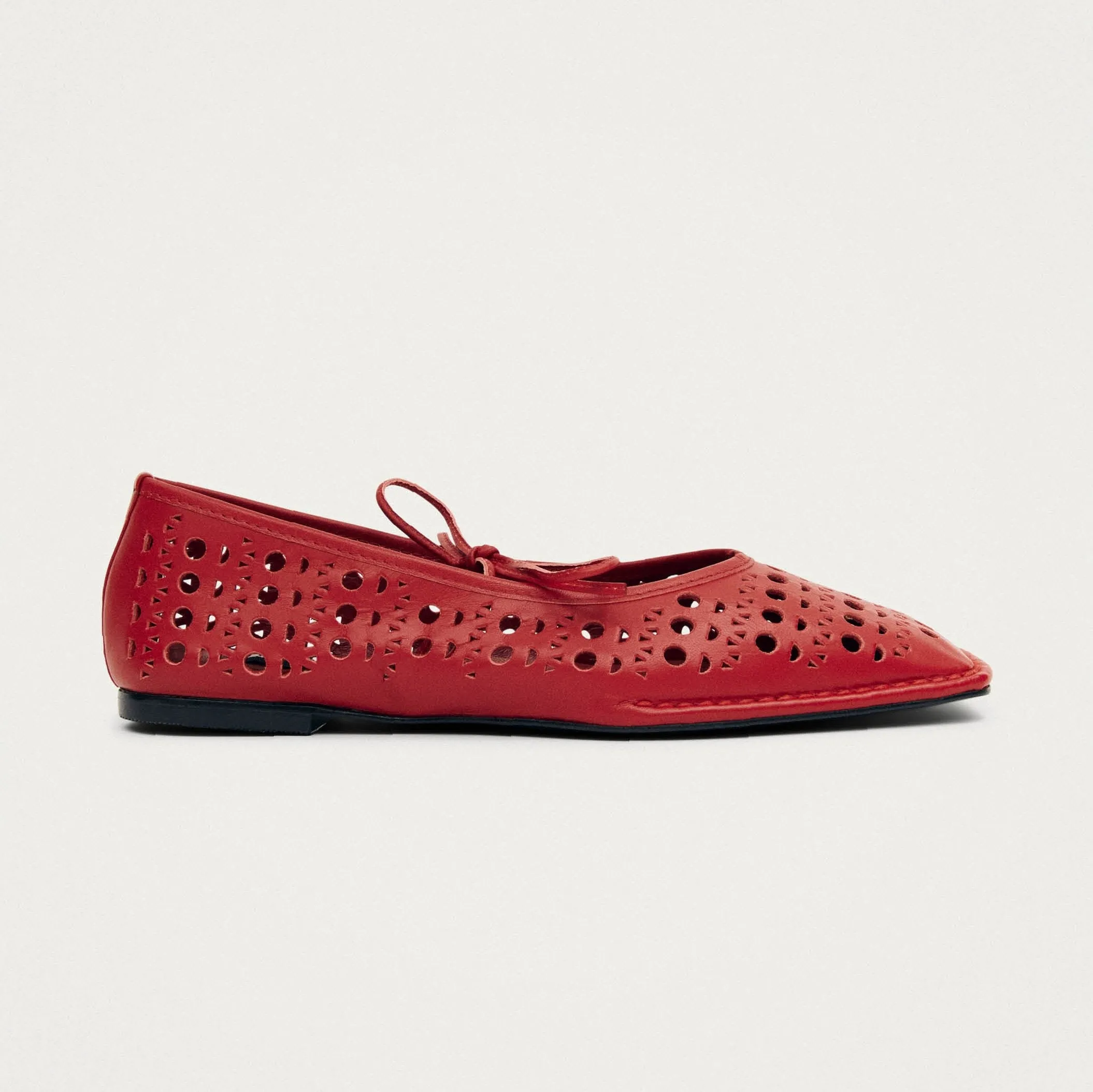 Sway Slit Red Leather Ballet Flats sold by Alohas product image thumbnail 3