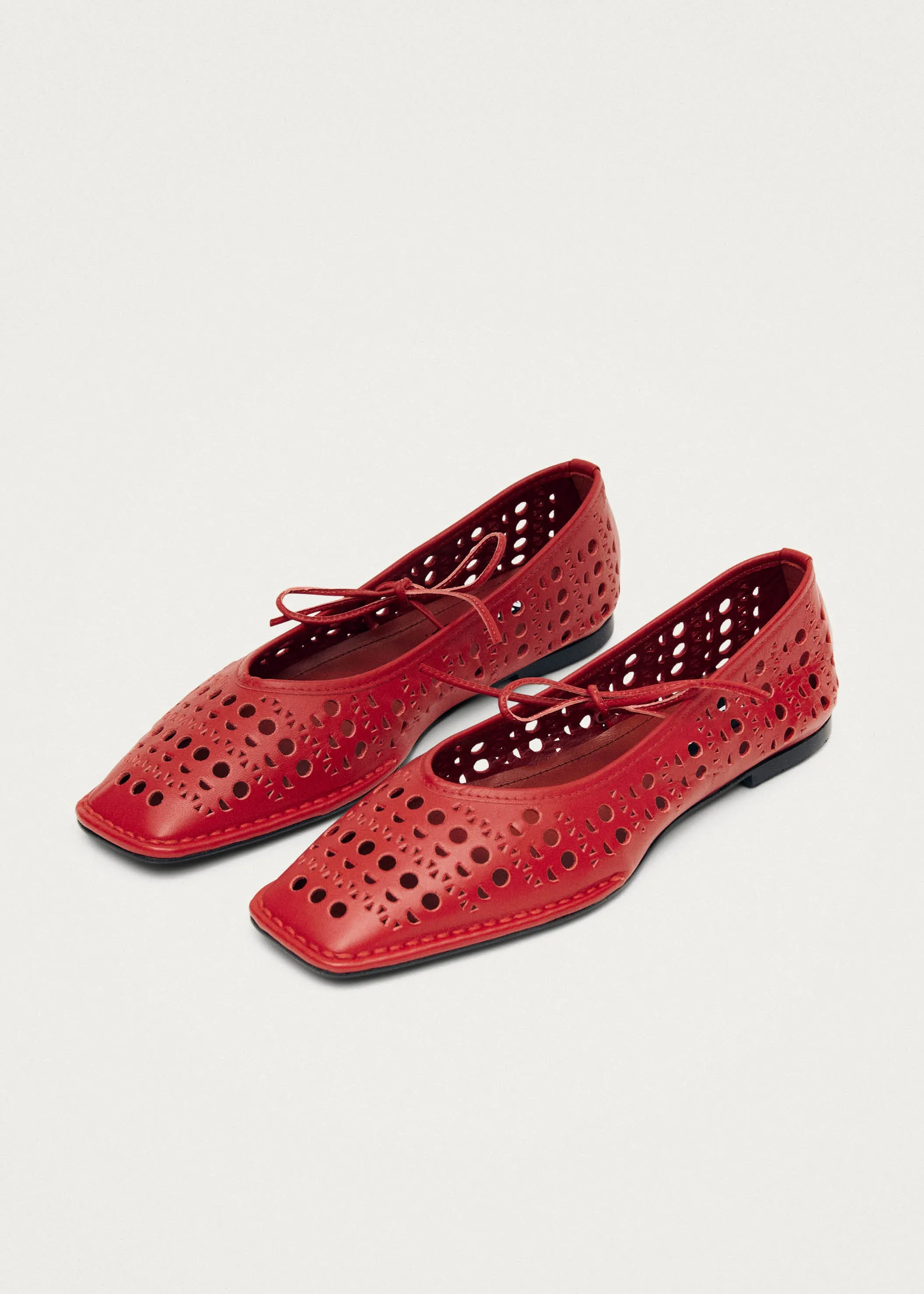 Sway Slit Red Leather Ballet Flats sold by Alohas product image thumbnail 2