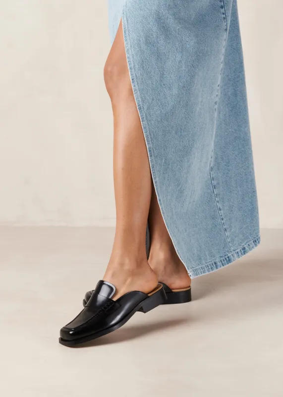 Alfred Black Leather Mules sold by Alohas