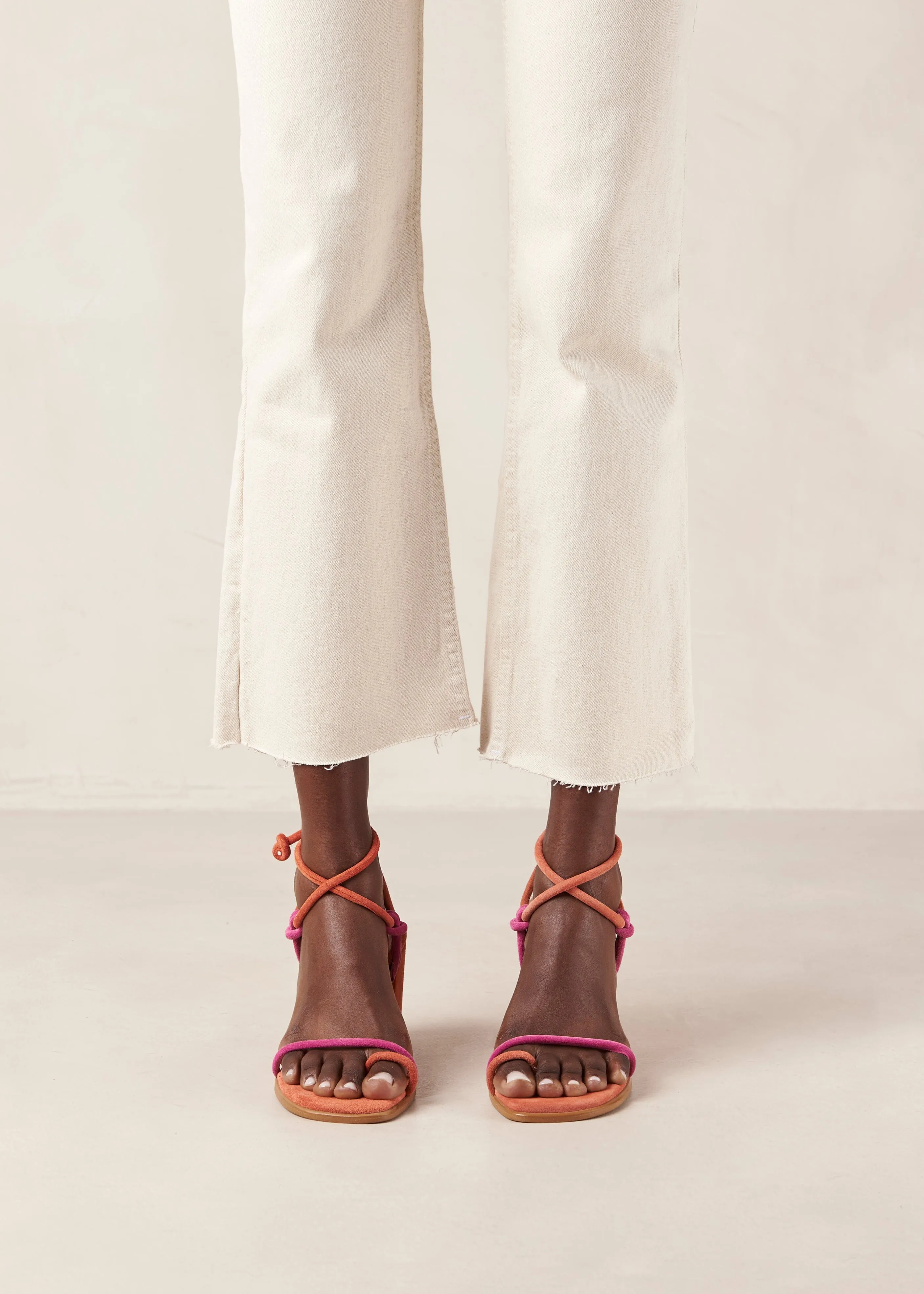 Grace Bicolor Magenta Orange Leather Sandals sold by Alohas product image thumbnail 5