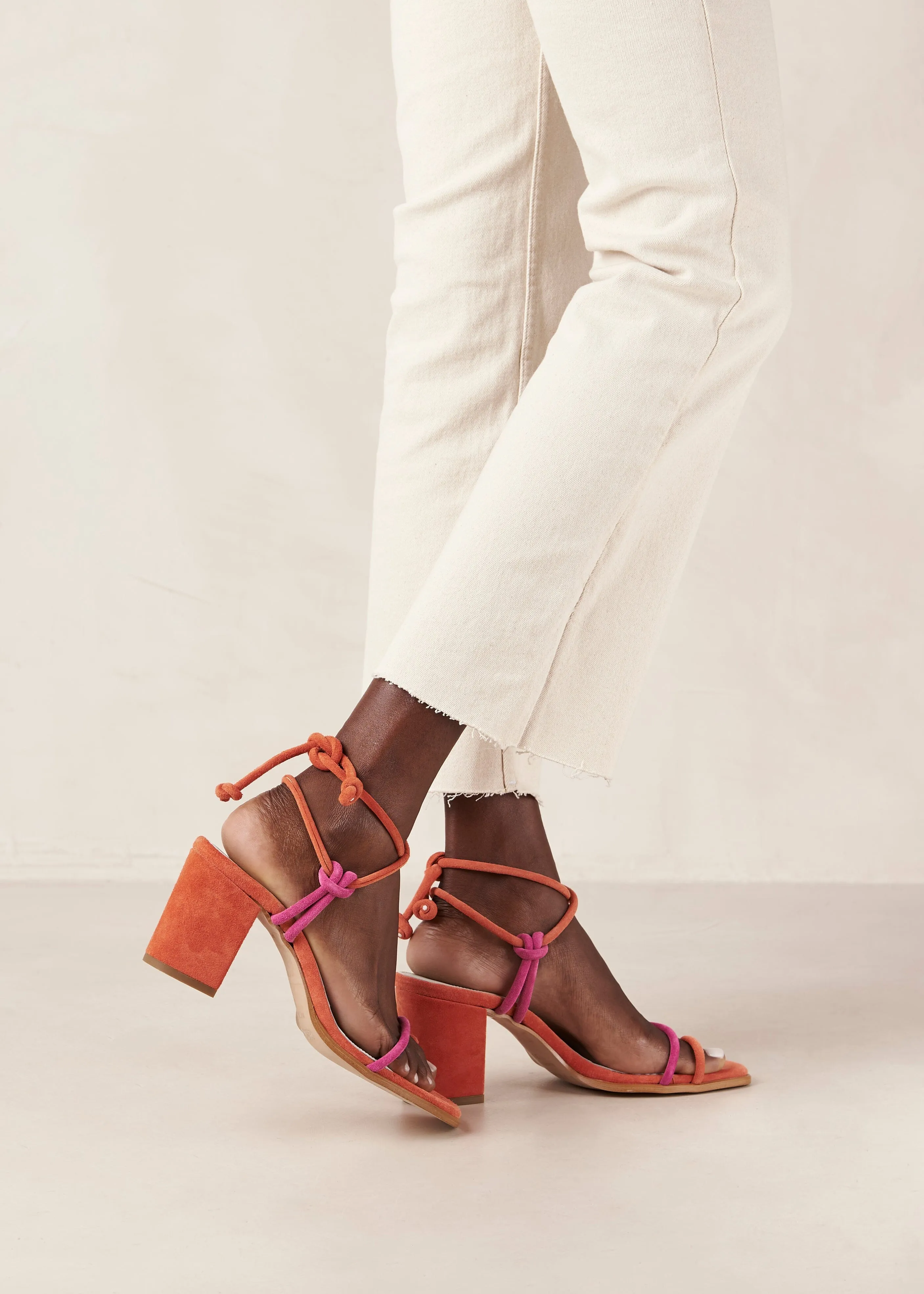 Grace Bicolor Magenta Orange Leather Sandals sold by Alohas product image thumbnail 4
