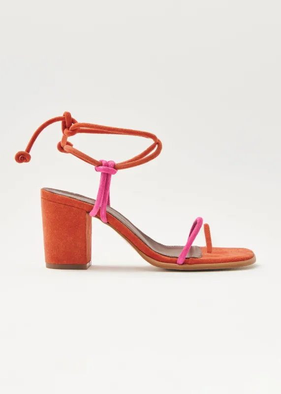 Grace Bicolor Magenta Orange Leather Sandals sold by Alohas