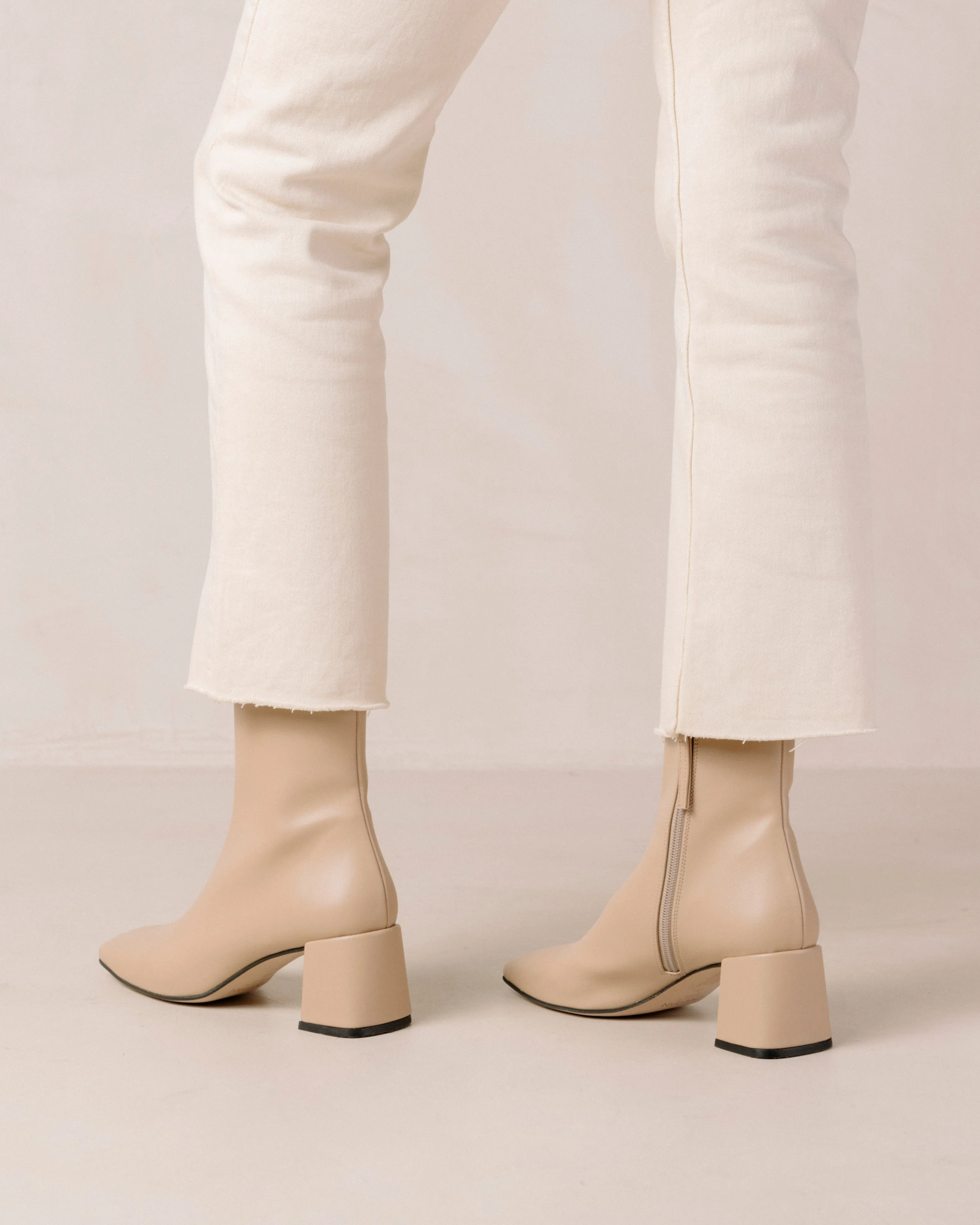 Watercolor Tahini Beige Vegan Leather Ankle Boots sold by Alohas product image thumbnail 3