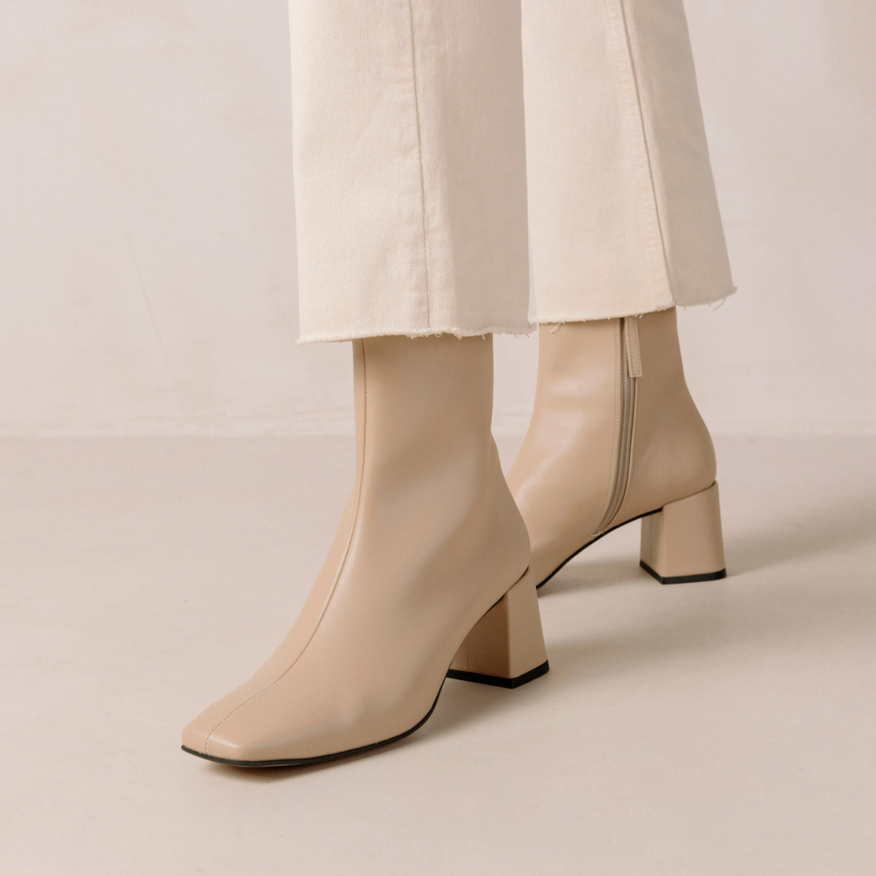 Watercolor Tahini Beige Vegan Leather Ankle Boots sold by Alohas product image thumbnail 2