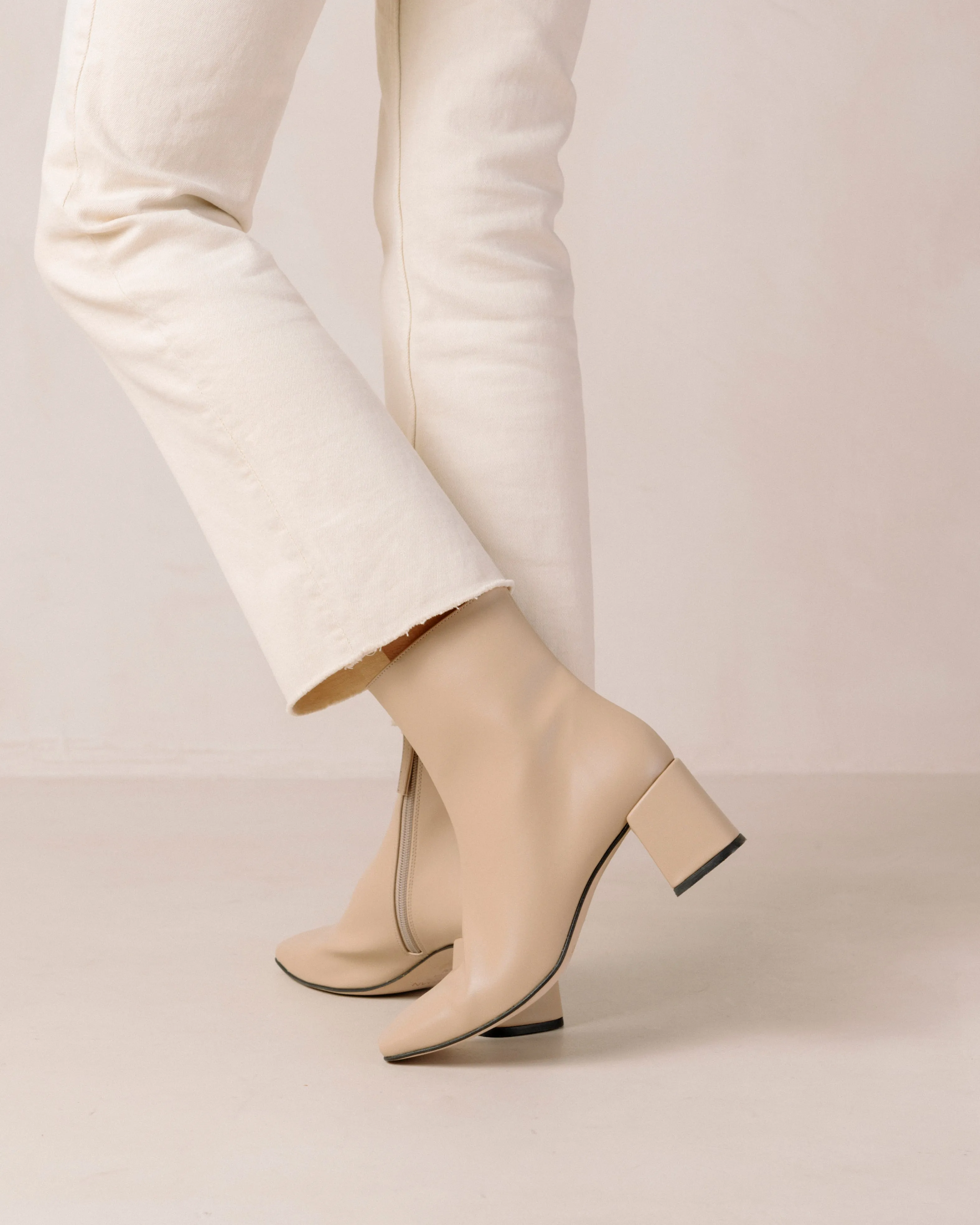 Watercolor Tahini Beige Vegan Leather Ankle Boots sold by Alohas product image thumbnail 5