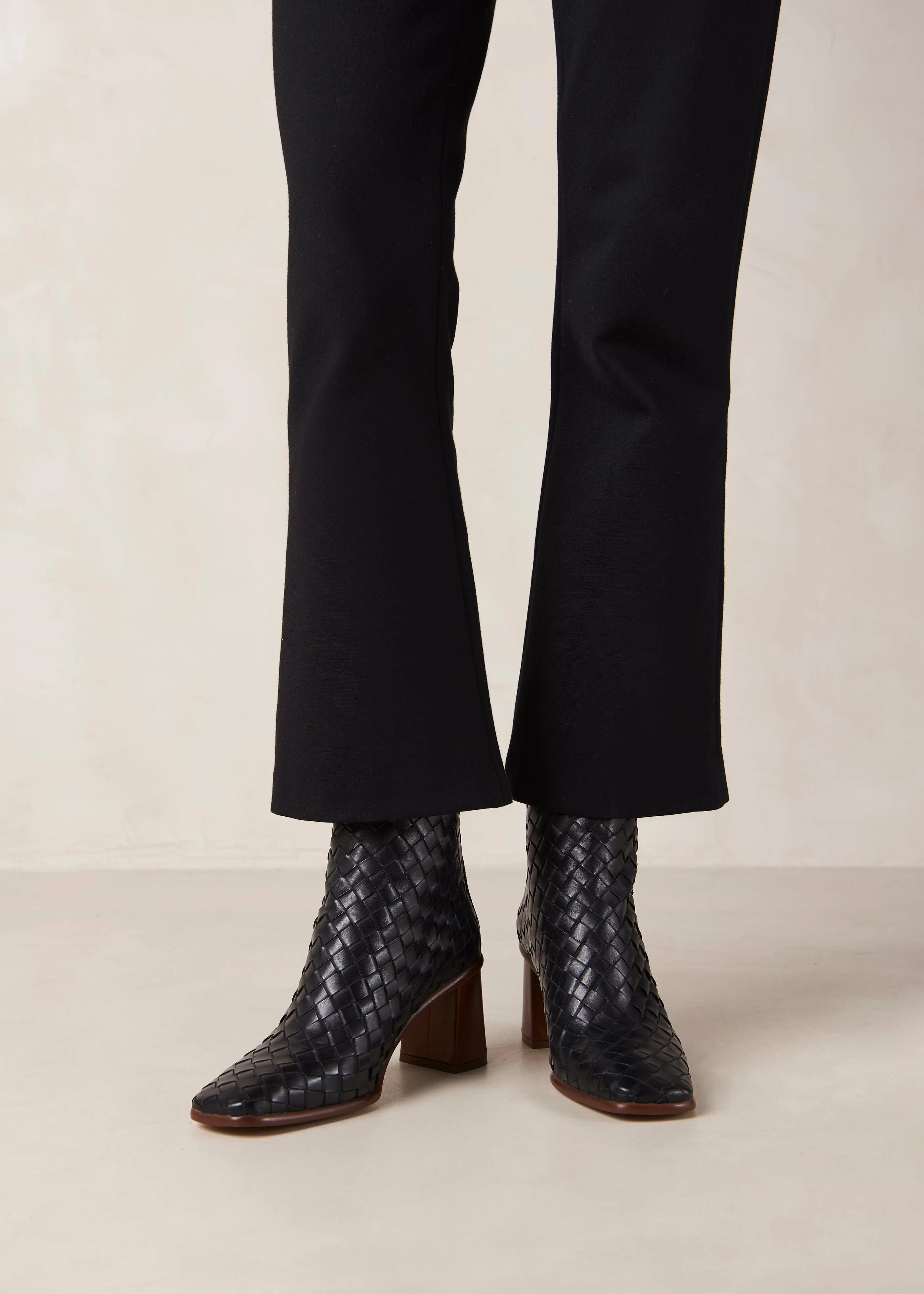West Braided Black Leather Ankle Boots sold by Alohas product image thumbnail 3
