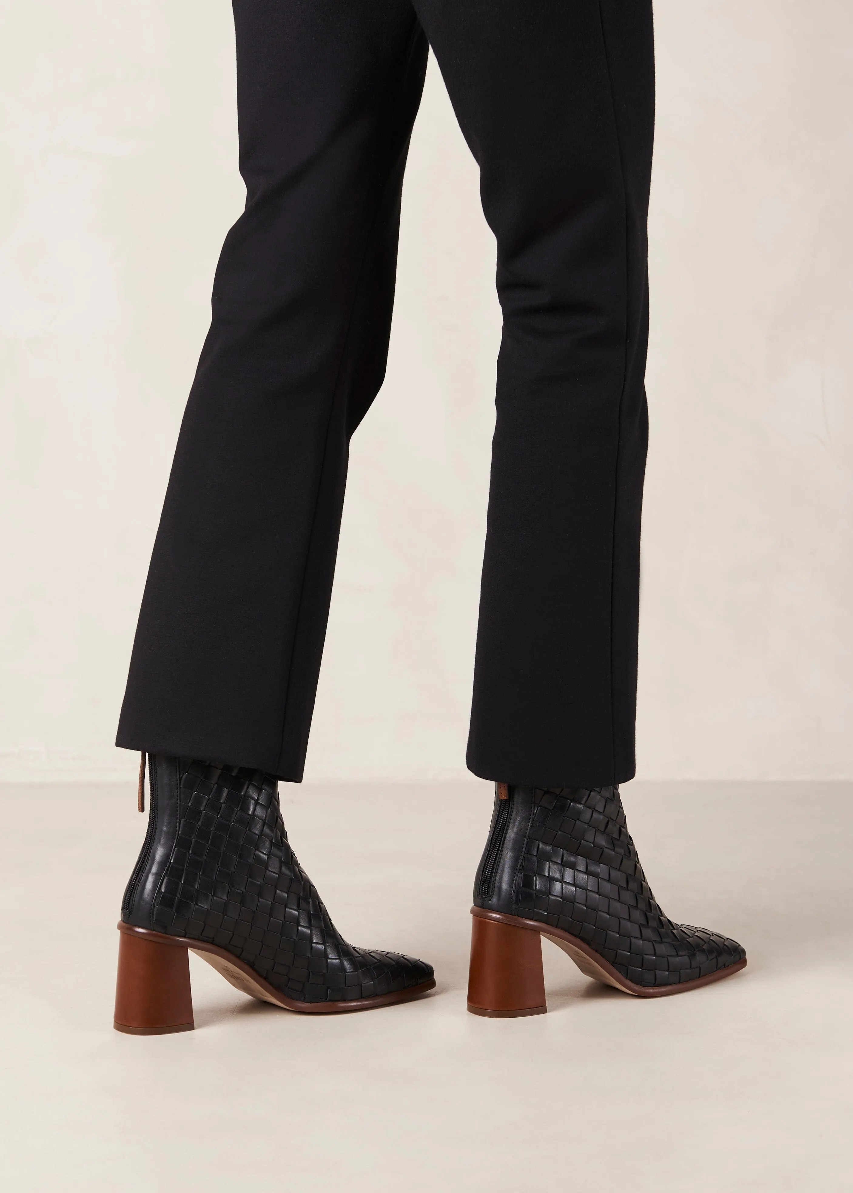 West Braided Black Leather Ankle Boots sold by Alohas product image thumbnail 5