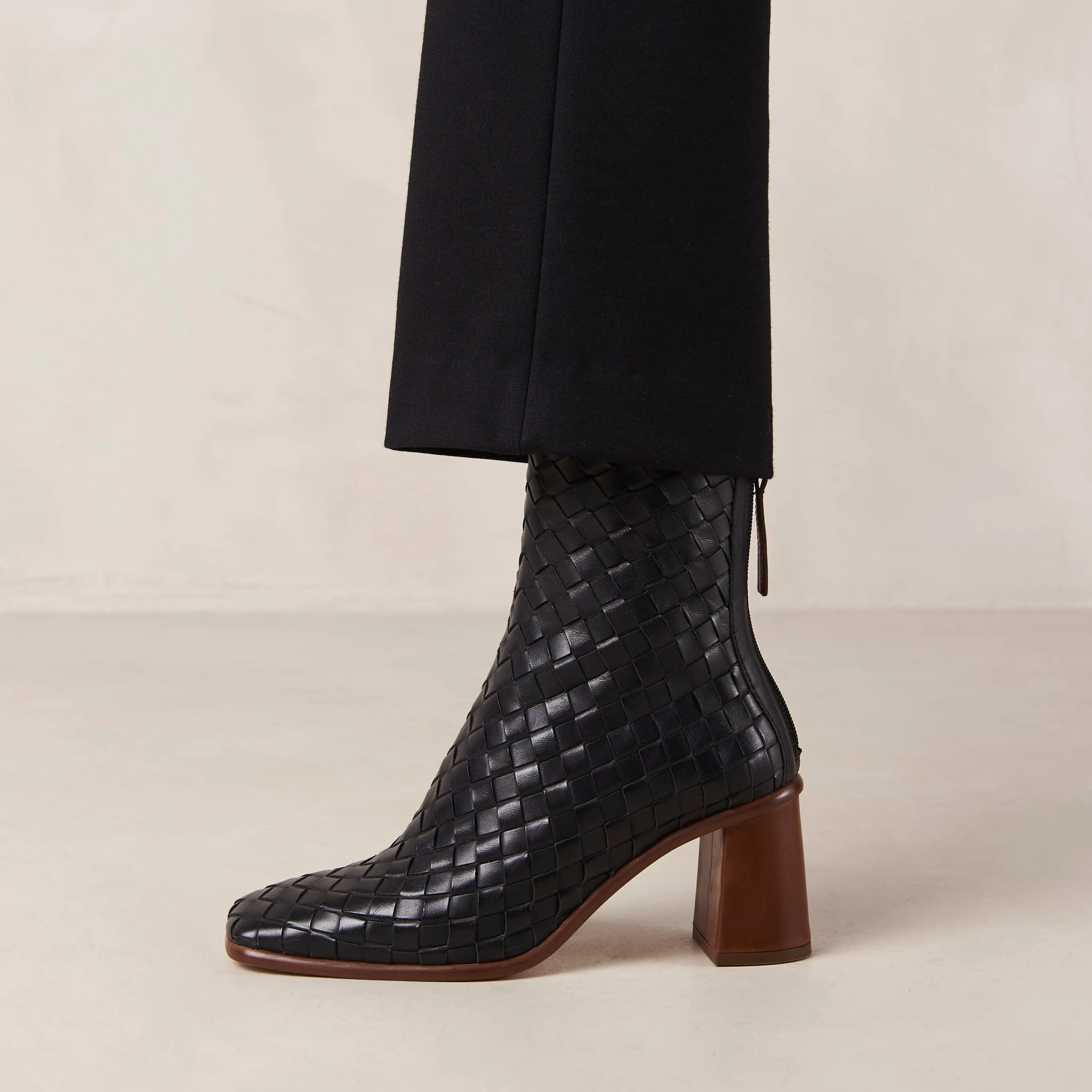 West Braided Black Leather Ankle Boots sold by Alohas product image thumbnail 2
