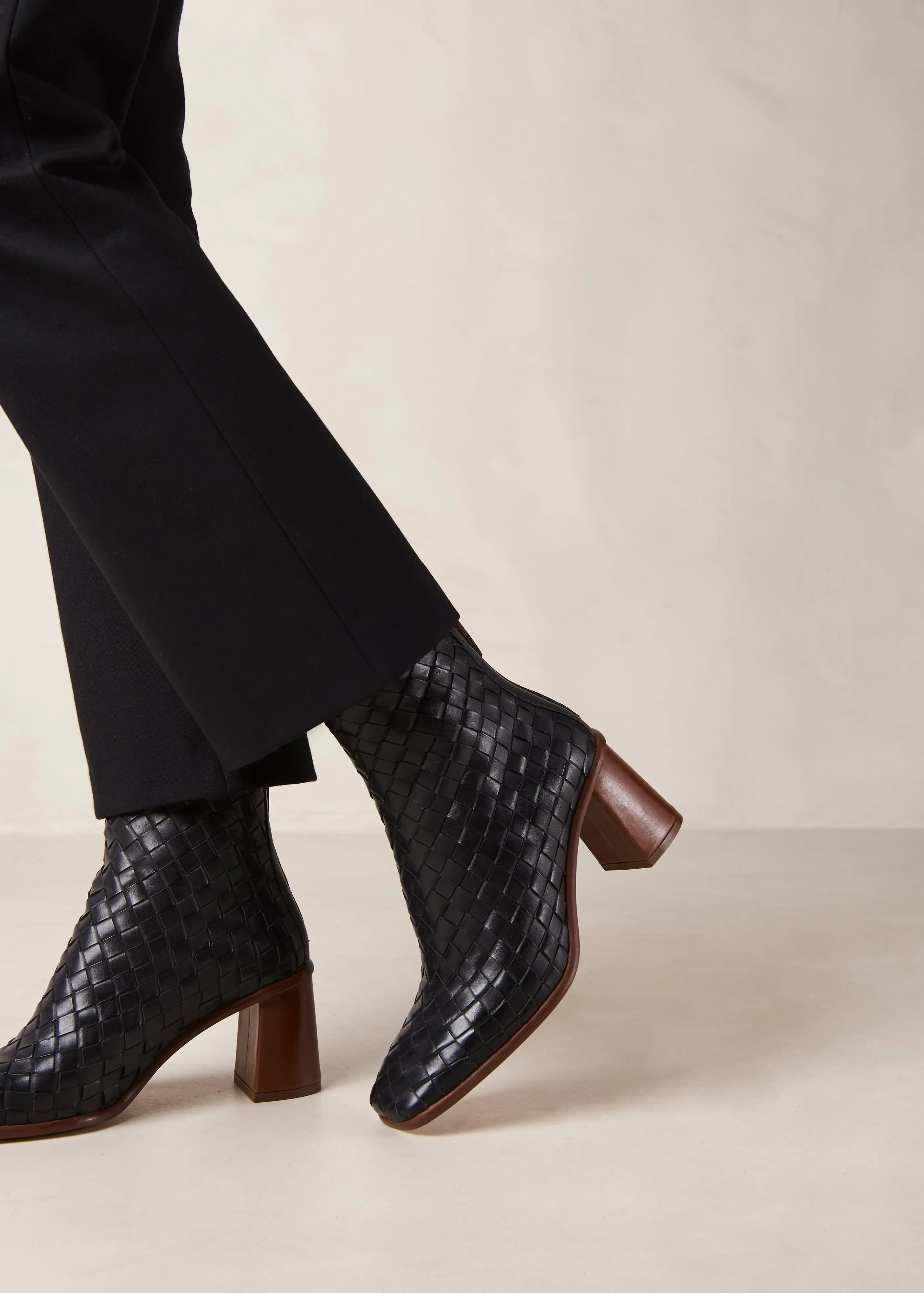West Braided Black Leather Ankle Boots sold by Alohas product image thumbnail 4