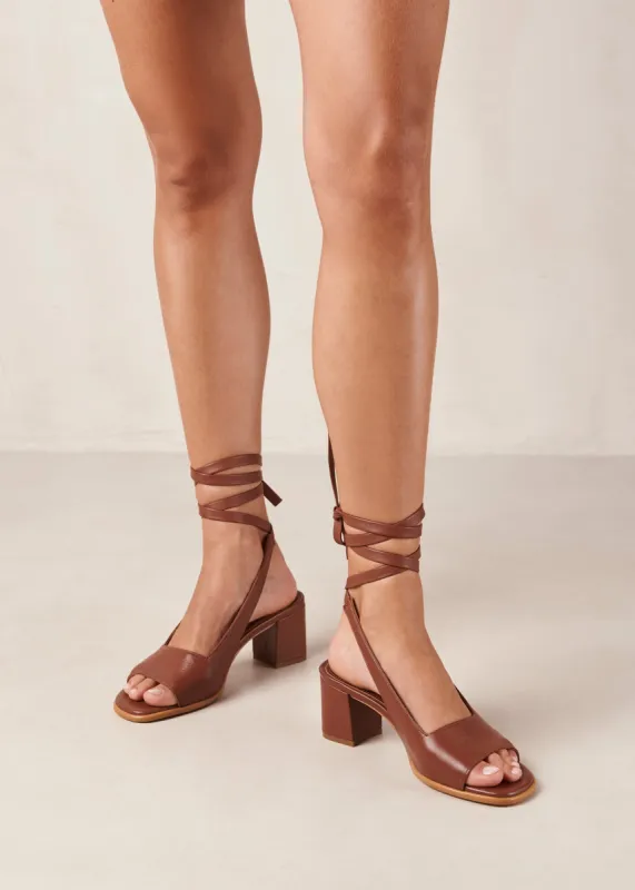 Lille Dark Tan Leather Sandals sold by Alohas