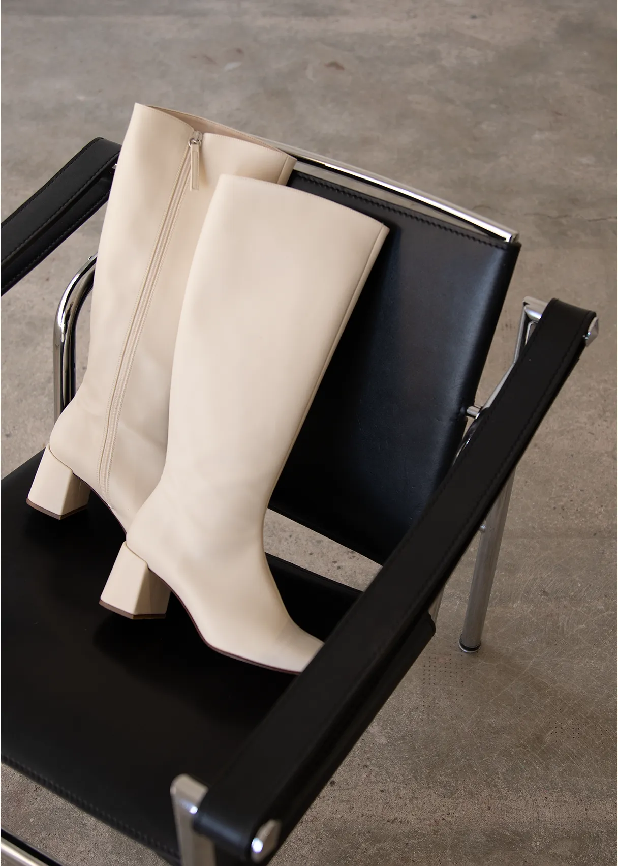 Chalk Warm White Vegan Leather Boots sold by Alohas product image thumbnail 2