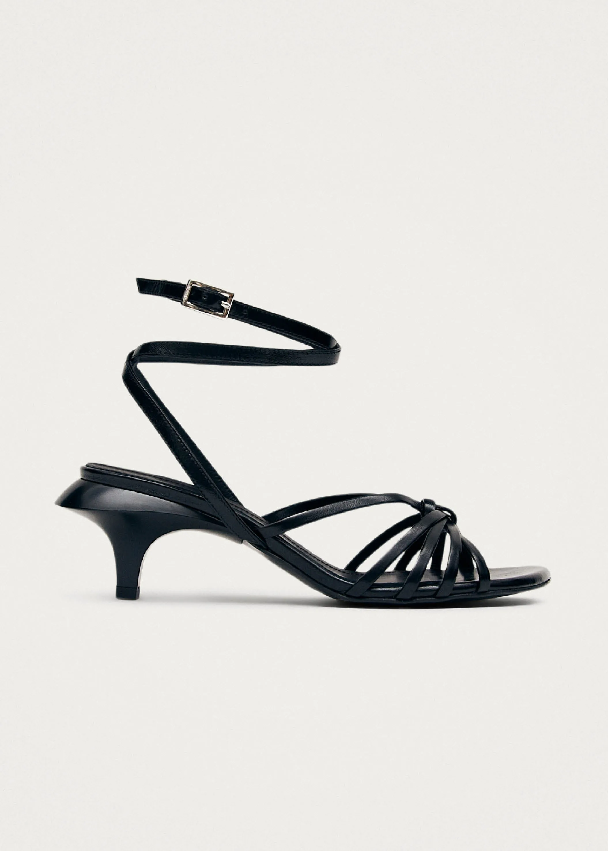 Soleia Black Leather Sandals sold by Alohas
