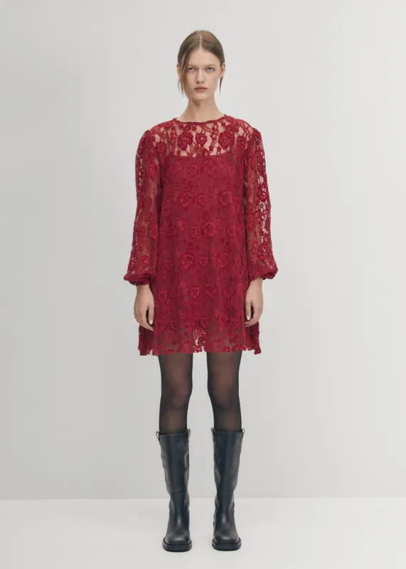 Dablon Lace Wine Dress sold by Alohas