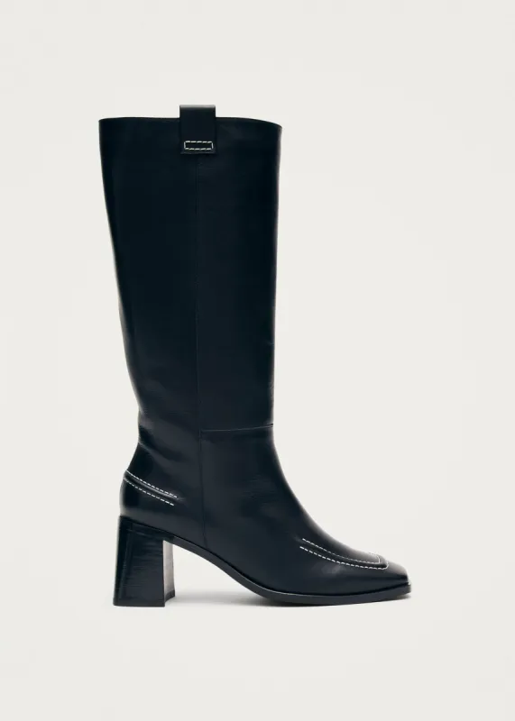 Brayden Black Leather Boots sold by Alohas